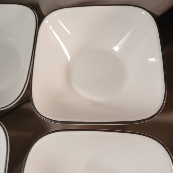 Corelle Corning Simple Lines 4 Square Bowls Vitrelle Glass Made in USA - Picture 4 of 10